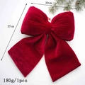 Large 37x30cm red velvet Christmas bow ornament with plush texture for tree decoration - Burgundy Large