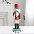 Schiaccianoci soldato in divisa rossa e verde con spada, decoro natalizio in legno 25cm - Soldato con Spada e Cilindro Verde (M款)