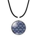 Turkse boze oog glazen hanger ketting met zwart koord voor dames in blauw - Overlappende Blauw Witte Ring Stijl (JY006345-6)