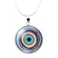 Collar con colgante de ojo turco de colores y cadena de serpiente plateada estilo étnico - Estilo Colorido Arte Abstracto (JY006340-9)