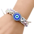 Regenboog glitter gevlochten Evil Eye armband met verstelbaar koord voor dames en koppels - Regenboog Verloop Gevlochten Stijl (JY006348-5)