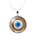 Collar de ojo turco azul de cristal con cadena de serpiente plateada para mujer - Estilo Paleta Étnica Moderna (JY006340-10)
