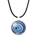 Blauwe boze oog glazen hanger ketting met klassiek zwart koord voor dames - Abstract Goud Blauw Zwart Stijl (JY006345-8)