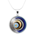 Collar de Ojo Turco plateado con colgante de espiral azul y cadena de serpiente - Estilo Arte Geométrico Espiral (JY006340-11)
