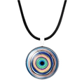 Turkse blauwe boze oog glazen hanger ketting met kleurrijke concentrische kunstpatronen - Kaleidoscoop Veelkleurige Stijl (JY006345-9)
