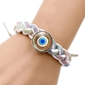 Handgemaakte Evil Eye armband met pastel glitter gevlochten bandje voor dames en heren - Elegante Magische Gevlochten Stijl (JY006348-10)