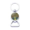 Décapsuleur porte-clés arbre de vie argenté avec motif artistique coloré - Arbre de Vie Art Coloré Klimt (JY006597-5)