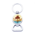 Porte-clés décapsuleur Arbre de Vie avec cabochon en verre artistique vintage - Arbre de Vie Art Rouge Bleu (JY006597-8)