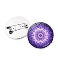 Silver mandala flower brooch with purple pattern and safety pin closure for women - Purple Mandala Style (JY006640 Silver-4)