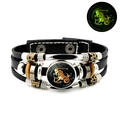 Glow-in-the-dark Capricorn constellation braided leather bracelet with vintage beads - Capricorn