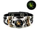 Bracelet Leo en cuir tressé avec perles en bois et charm lumineux du zodiaque - Lion