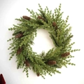 Ghirlanda di Natale realistica con aghi in PE verde denso e pigne naturali per porte - Ghirlanda Stile Americano Tipo A (Con Pigne) / Diametro 50cm