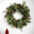 Artificial Christmas wreath with green pine needles, natural pine cones and eucalyptus - American Style Wreath Type C (With Eucalyptus)