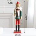38cm wooden Nutcracker King soldier figurine with golden scepter and red cloak - Large Classic Red & Green King Style (Style E)