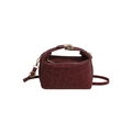 Deep wine red leopard embossed crossbody bag with gold buckle and adjustable strap - Red