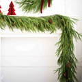 Christmas PE cedar garland with pine cones, red berries and warm LED lights - American Style Garland Type D (With LED/Berries)