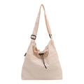 Minimalist beige crossbody tote bag with adjustable shoulder strap and drawstring closure - No Pendant / Off White