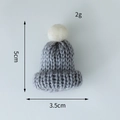 Mini graue Strickmütze mit weißem Pompon für DIY Handwerk, Größe 5x3,5cm und Gewicht 2g - Grau