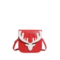 Sac bandoulière rouge de Noël pour femme avec motif bois de cerf et bandoulière - Rouge avec des bois blancs (Style 3)