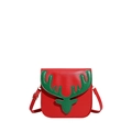Sac bandoulière rouge de Noël avec motif tête de cerf vert et bandoulière réglable chic - Rouge avec des bois verts (Style 1)