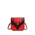 Sac bandoulière rouge avec motif bois de renne noir et bandoulière réglable - Rouge avec des bois noirs (Style 4)