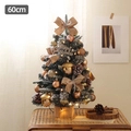 Árbol de Navidad de mesa 60cm nevado con adornos dorados y LED sobre base madera - Estilo Árbol de Avellana Dorada / 45cm