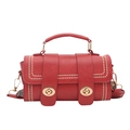 Sac polochon rétro rouge en similicuir avec double verrou et bandoulière large à motifs - Sans Pendentif / Rouge