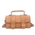 Sac bandoulière marron avec sangle à motif ethnique et fermeture à verrou rotatif - Sans Pendentif / Marron