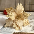 Goldene Poinsettia-Blume mit Pailletten für Weihnachtsbaum- und Girlandendekoration - Gold