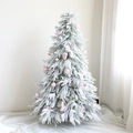 Realistic 1.8m snow-flocked Christmas tree decorated with elegant pink ornaments - Pink Decoration (Without Tree) / Pink Decoration Set For 1.8m