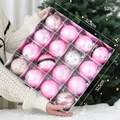 Set di 16 palline di Natale rosa e argento con motivi a fiocchi di neve e renne - Rosa