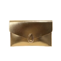 Schicke goldene Umschlag-Clutch mit Saffiano-Struktur und ovalem Metallverschluss - Gold