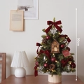 90cm decorated Christmas tree with red bows, pine cones, and LED lights on a wooden base - Large / Style A / Red