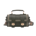 Sac bandoulière vert foncé avec boutons dorés, rivets et sangle vintage - Sans Pendentif / Vert