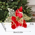 Glinsterende rode Kerstster met gouden glitters voor kerstboomversiering decoratie - Gouden Net Rode Bloem - XL