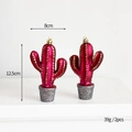 Set di 2 decorazioni natalizie a forma di cactus fucsia con dettagli oro, 12,5 cm - Cactus