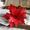 Rote Samt-Weihnachtssternblume mit Pailletten und Glitzer für den Christbaum - Rot