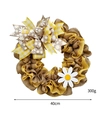 Détail d'une couronne en jute marguerite avec couches de tissu jaune et diamètre de 40 cm - 40CM / Style Fête des Abeilles (H01)