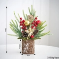 36cm Christmas desktop tree variant with red berries pine cones and golden angel decor - Mini Christmas Tree Style A (Golden Angel and Red Berries)