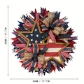Detailansicht eines 45 cm großen Patriotischen Kranzes mit Holzsternen und Dekobändern - Unabhängigkeitstag Doppelstern Kranz