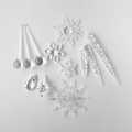 Set de adornos navideños de acrílico con copos de nieve y colgantes de carámbanos - Combinación Copo Carámbano Gota Bola
