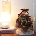 90cm mini artificial Christmas tree with red bows, LED lights, and burlap base - Large / Style D / Red