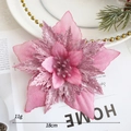 Roze glitter kerstster bloem decoratie, 18cm feestelijke fluwelen bloem voor de boom - Roze Esdoornblad Bloem - Medium