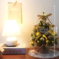 Mini 45cm lighted Christmas tree with gold bows and rustic burlap base for tabletop decor - Small / Style D / Gold