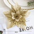 Glinsterende gouden 18 cm glitter kerstster bloem voor kerstboom versiering - Gouden Esdoornblad Bloem - Medium
