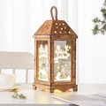 Holzlaterne mit warmem LED-Licht und Schneeflocken-Design für gemütliche Winterdeko - Handlaterne