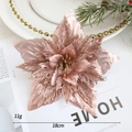 Champagne roze kerstbloem met lovertjes 18cm diameter voor boom- en kransdecoratie - Champagne Esdoornblad Bloem - Medium
