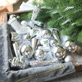 Set da 21 addobbi natalizi argento e bianco con stivali e decorazioni a stella - Molteplici stili di combinazione / Argento