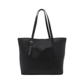 Borsa tote minimalista in pelle PU nera con tasca frontale e dettagli dorati - Nero