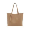 Borsa tote giapponese in pelle PU kaki con tasca frontale e fibbia dorata - Cachi